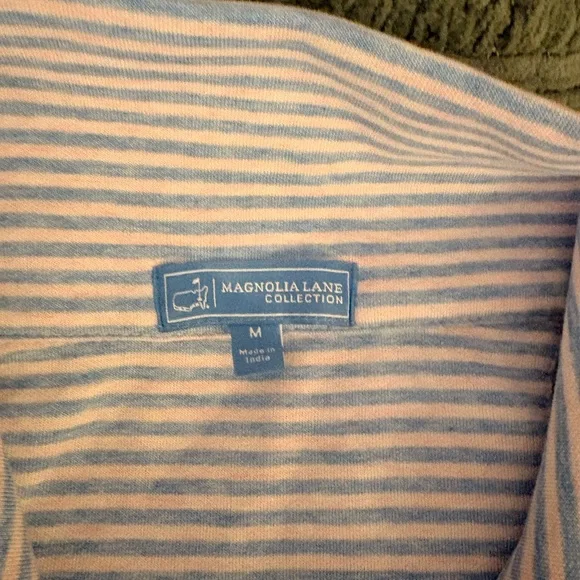 Masters Magnolia Pink & White Striped Half-Zip Pullover with Yellow Whale Emblem - Picture 4 of 5